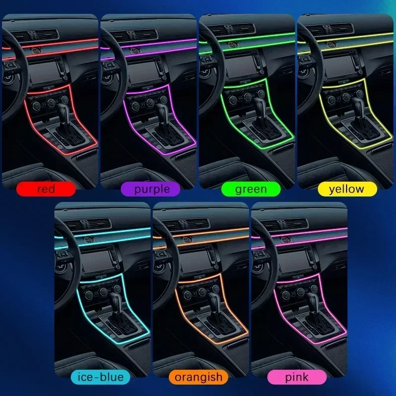 Car Interior RGB LED Atmosphere Light Strip USB Fiber Optic Neon Invisible Ambient Lamp Center Console Door Decoration Trim led atmosphere lamp led car lights led car decorative lights led atmosphere lighting led strip lights led light strip car interior lamp led interior lights led car decoration lamp car ambient lights led lights