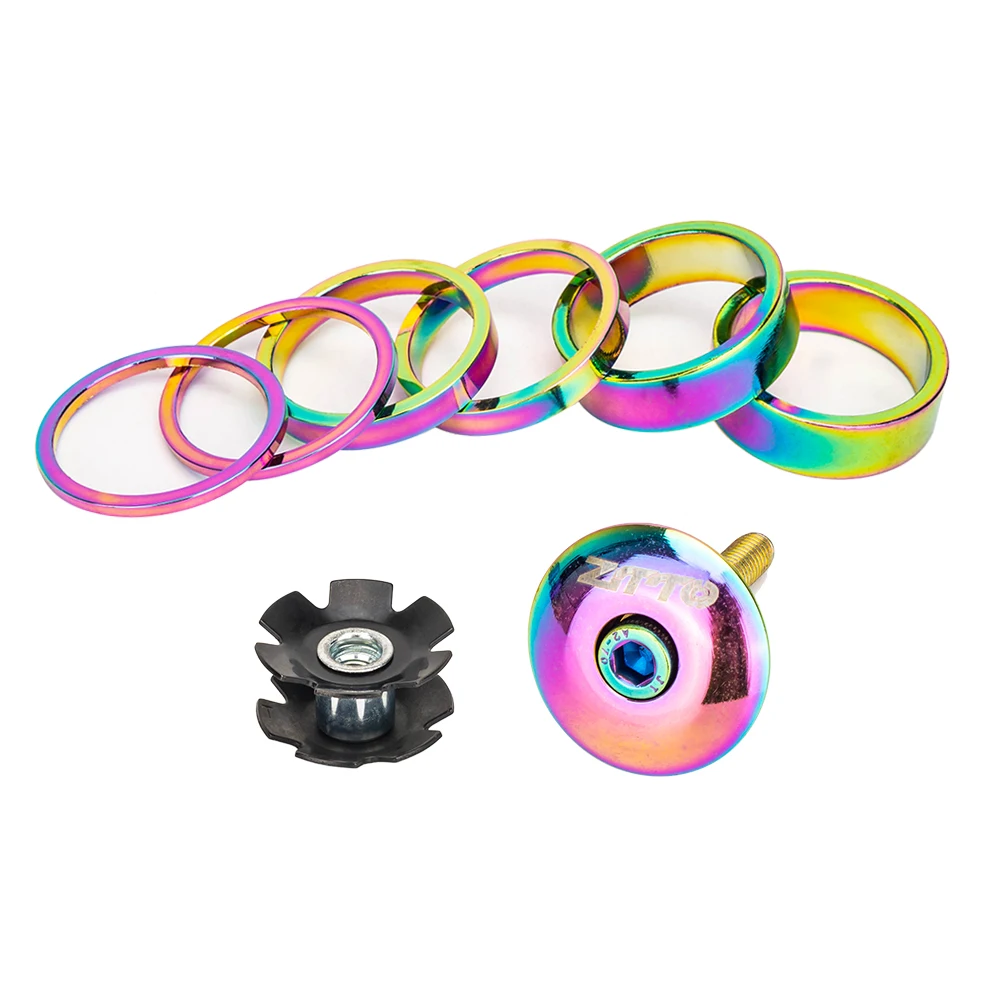 Bicycle Spacer ZTTO MTB Bike Headset Spacer Cover Suspension Top Tube Cap Screw Fork Ring 1 1/8 Inch
