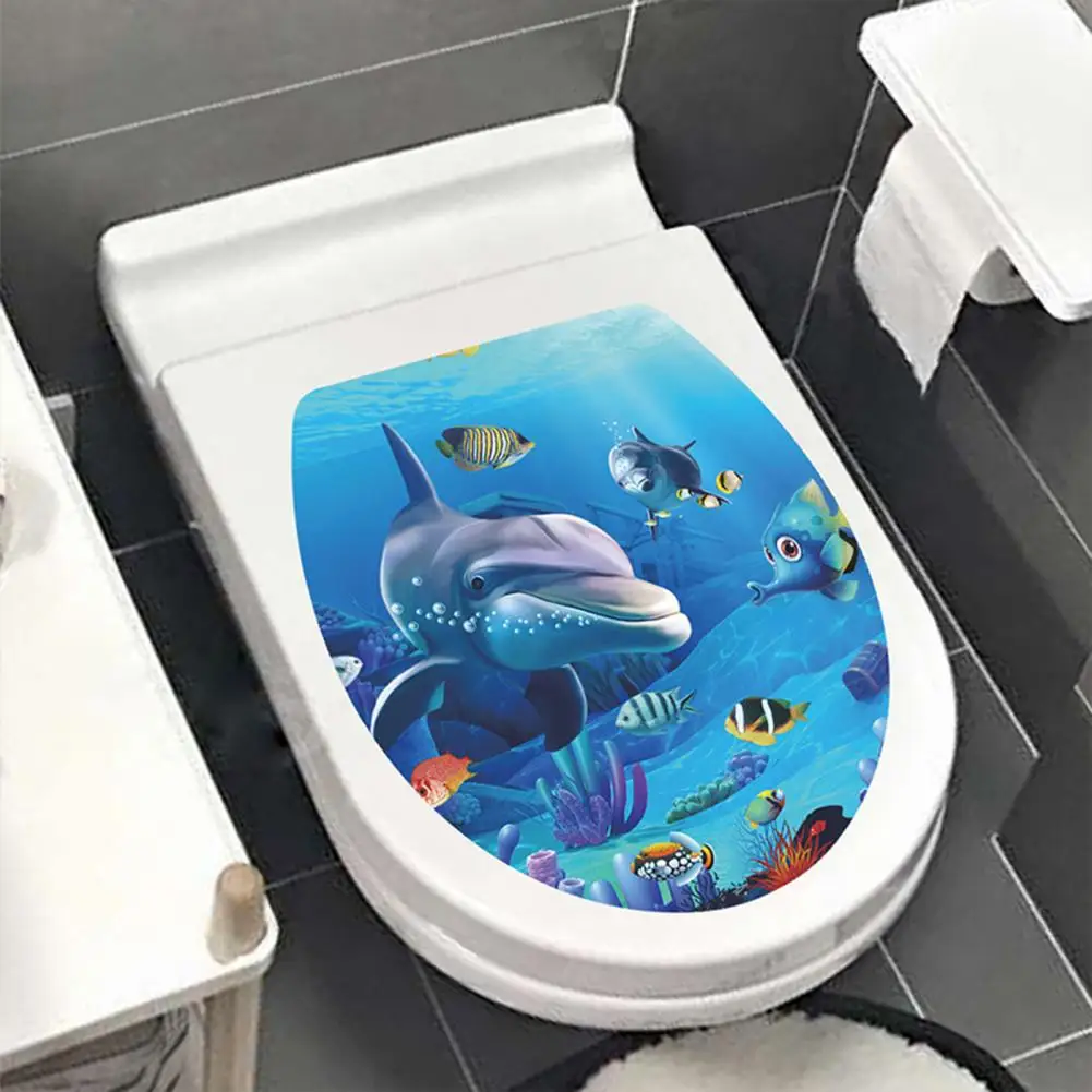 Bathroom Sticker Strong Adhesion Sea World Toilet Sticker Waterproof Pvc Bathroom Decoration Decal For Room Wall Art Toilet