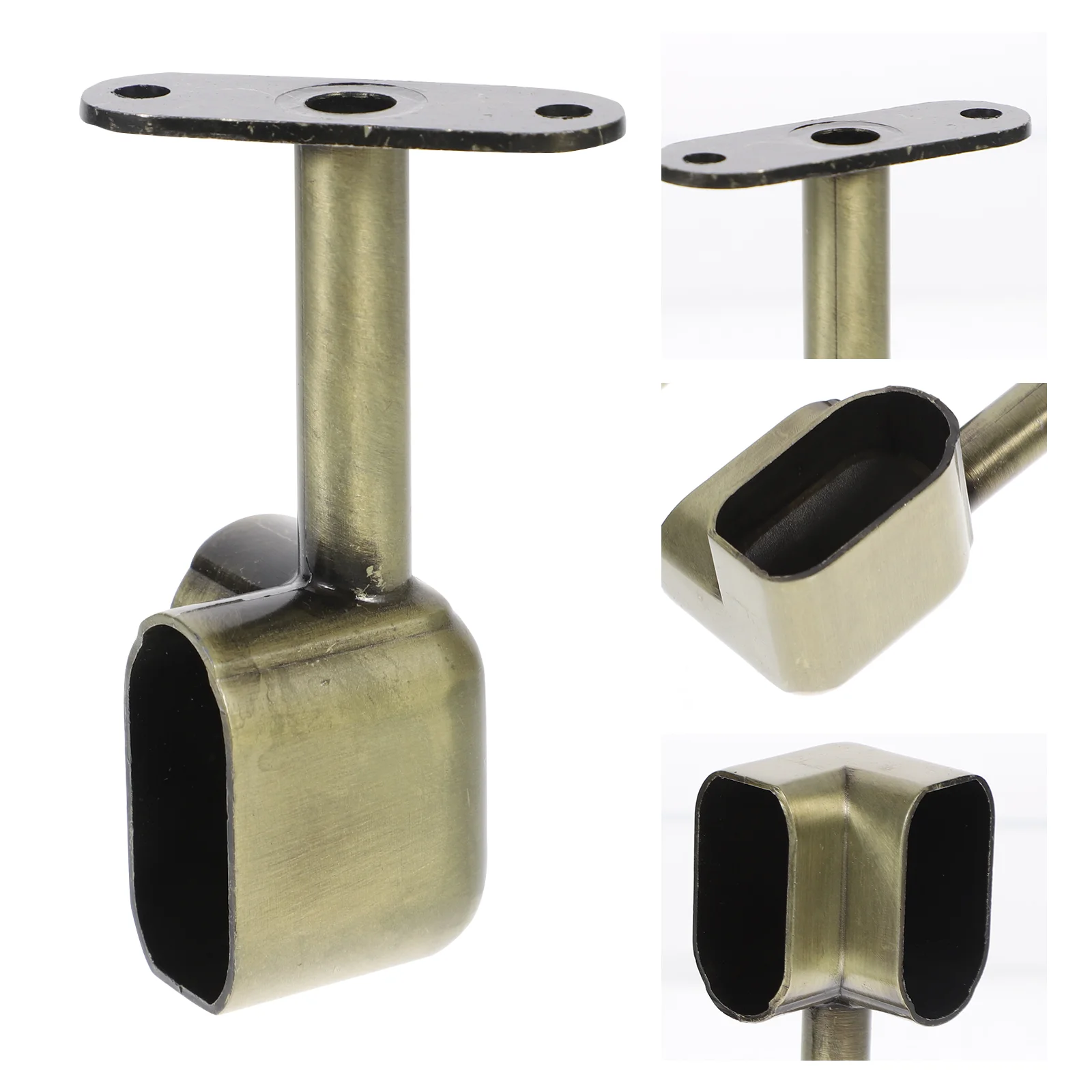 2 Pcs Closet Rod Bracket Corner Pole Holder Ceiling Mount Curtain Black 90 Degree Support Wardrobe Pipe Shower
