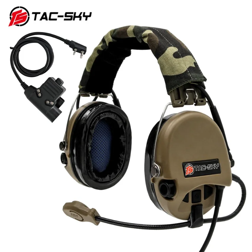 TS TAC-SKY SORDIN Tactical Silicone Headphones Hunting Noise Cancelling Shooting Headphones and Military Adapter U94 PTT DE