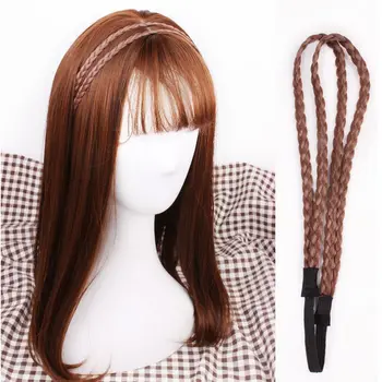 Accessori per capelli sintetici: Fascia per capelli intrecciata a 4 colori, parrucca intrecciata, fascia per capelli con parrucca, parrucca sintetica a doppia treccia