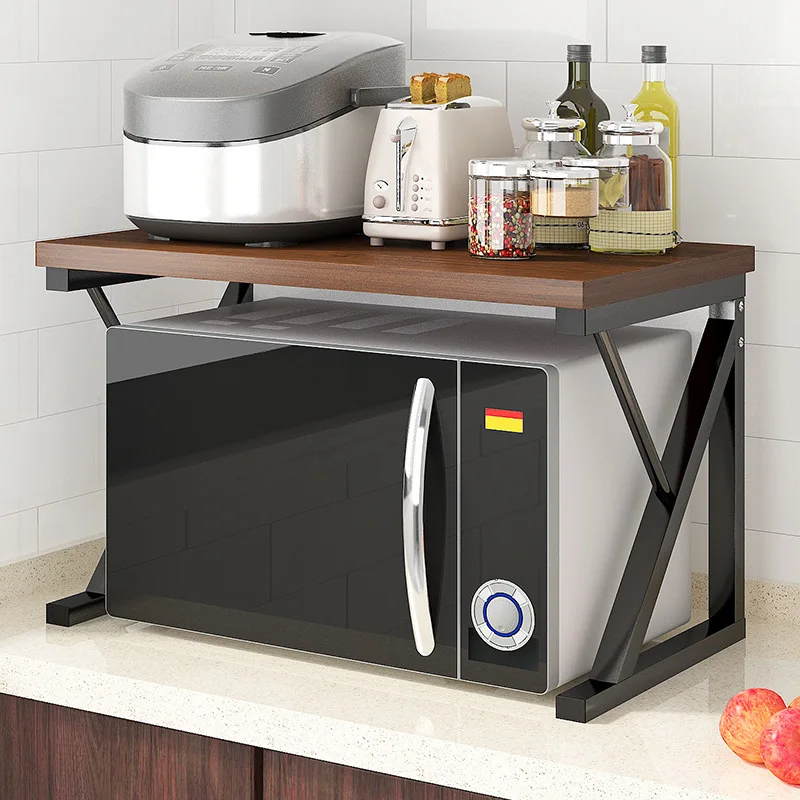 Kitchen Microwave Shelf Countertop Seasoning Rack Storage Rack Floor To Ceiling Double-layer Desktop Oven