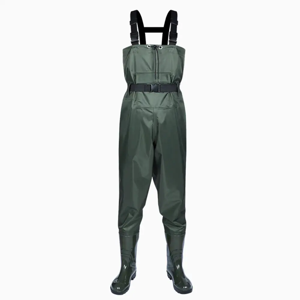 Fashion Adjustable Fishing Waders-Waterproof Fishing Pants with Bootfoot Shoes Outdoors Man Water Accessories,Green
