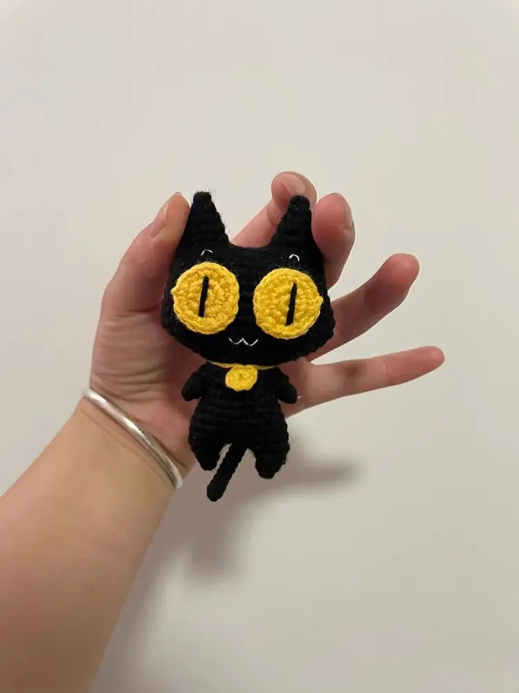 Big Eyed Black Cat DIY Material Package Wool Crochet Doll Weaving Handmade Cute Cat Pendant Keychain Cute Couple Birthday Gift