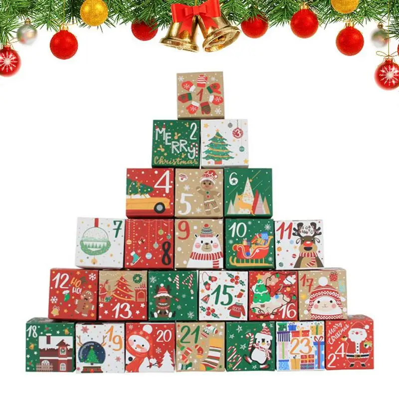 

Christmas Cardboard Number Boxes 24pcs Make Your Own Gift Box 24 Days Countdown Calendar Reusable DIY Boxes Fillable Candy Box