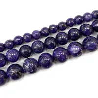 Fine Natural Round Gemstone Beads  Purple Charoite For Jewelry Making DIY Women's Bracelet Necklace Charms 6/8/10MM 15'' 1