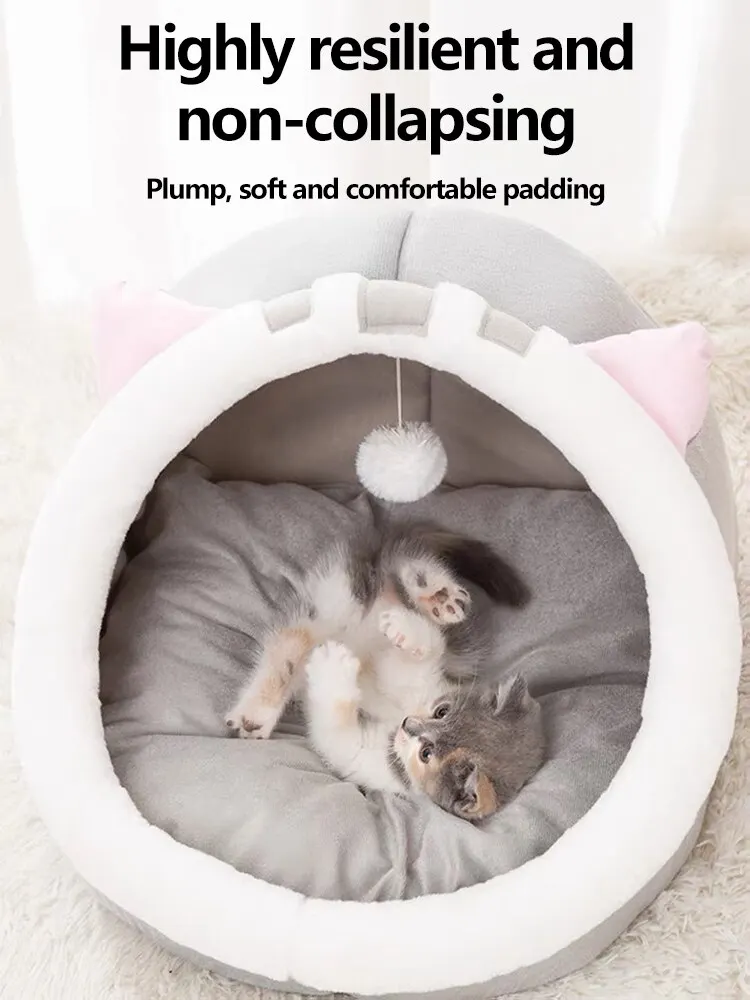 Alfombra lavable de la cueva de la cama del gato para los perros pequeños de felpa con la cama extraíble para el gato y la casa