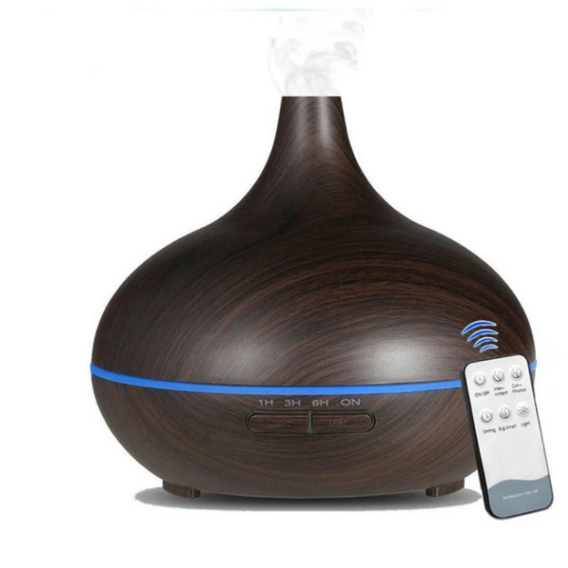 High Quality 400ml Aromatherapy Essential Oil Diffuser Wood Grain Remote Control Ultrasonic Air Humidifier with 7 Colors Light 6