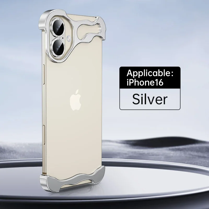 Irregular Metal Bumper Shockproof Phone Case with Lens Film Protection