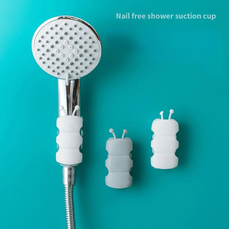Caterpillar Punch-free Shower Bracket Nozzle Adjustment Rack Bathroom Silicone Shower Suction Cup,silicone bathroom tray
