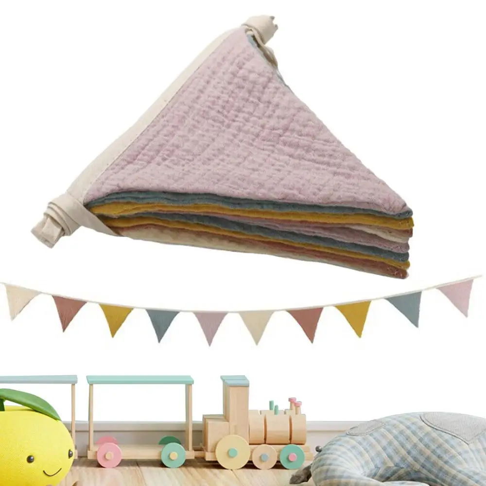 Hängende Flaggenbanner, Kinderzimmer-Wimpelkette, waschbare Baumwoll-Dreiecks-Wimpelgirlanden für Wohnzimmer und Schlafzimmer – Detail 5