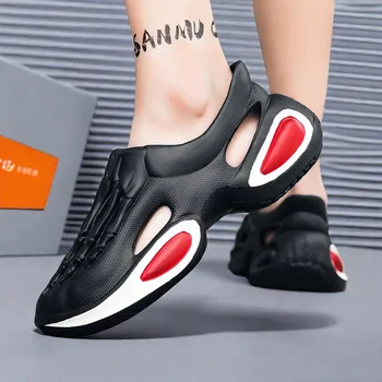 브랜드 트레이너 남성 슬리퍼 디자이너 럭셔리 2024 브랜드 화이트 샌들, 테니스 남성 여름 신발, 조거 슬라이더