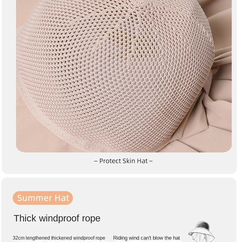 Sommerhut für Damen, mit Schal, leicht, atmungsaktiv, Netzstoff, Gesichts- und Nackenschutz, Sonnenhut mit Schleife, Falten-Design, für Reisen und Strand_voghion.com