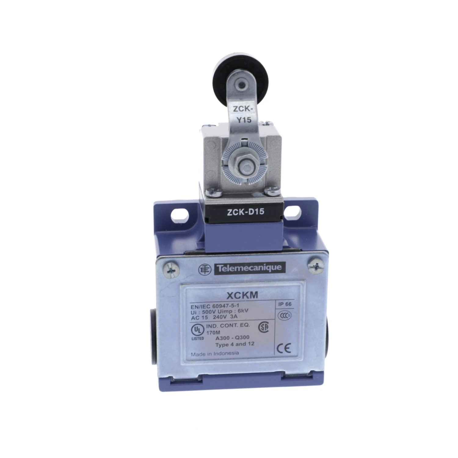 Limit switches XCKM115H29 XCKM115H29C = ZCKM1H29C + ZCKD15C XC Standard XCKM thermoplastic roller lever 1NC+1 NO snap action