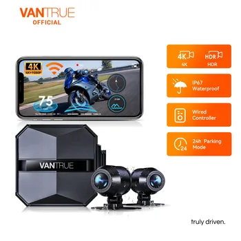Vantrue F1 Motorcycle 4K Front and Rear Dash Cam GPS Full Body Waterproof Wi-Fi 160°Wide Angle 24h Parking Mode Wired Controller