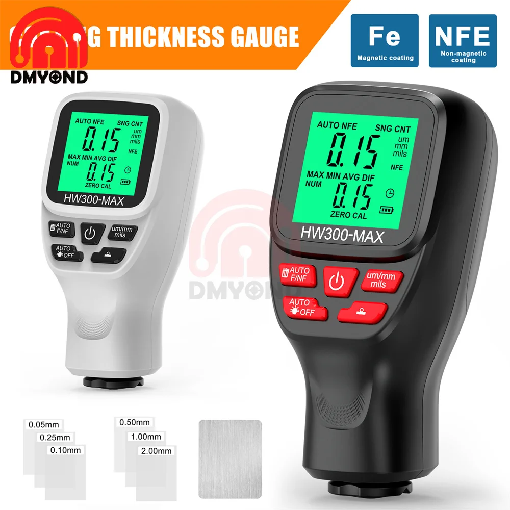 Digital HW300-MAX 0-2000UM Car Paint Film Tester Paint Coating Thickness Gauge with Highly Sensitive Probe For Metal Processing paint coating meter paint thickness gauge thickness gauge wet film thickness gauge