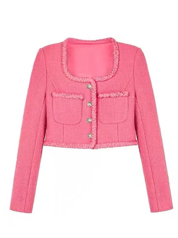 

2023 Vintage Blazer Coat French Small Fragrance Tweed Jacket Women Spring Autumn Casual Fried Street Short Coat Fashion Outwear