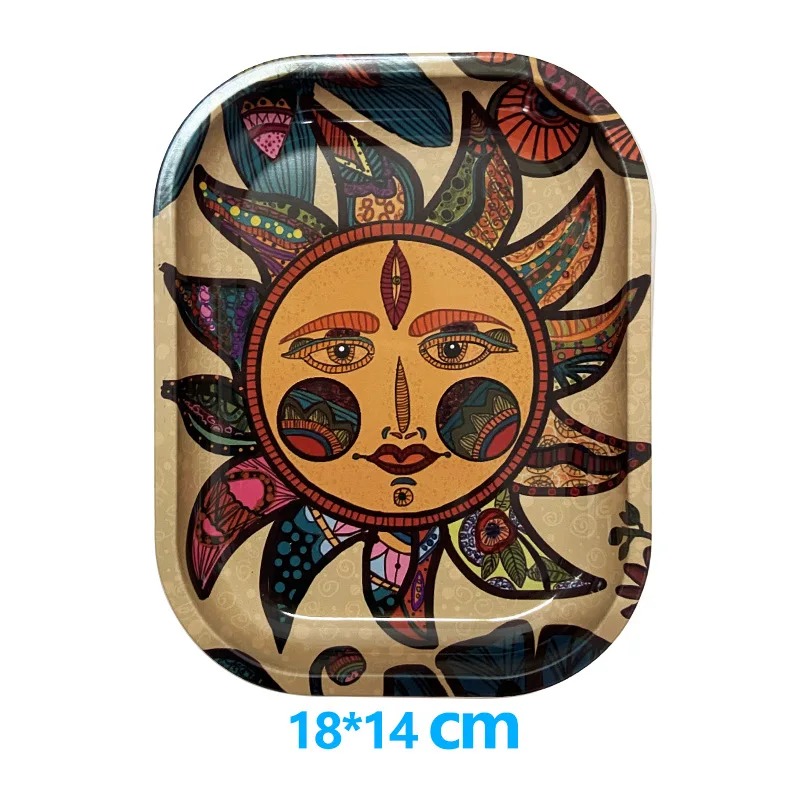 180*140mm Storage Case Metal Tray Rolling Tinplate Smoking Accessories Snack Dried Fruit Organizer Dessert Food Plate 3