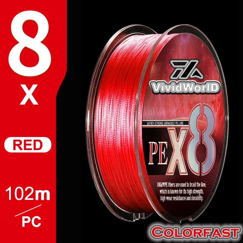 VWVIVIDWORLD 100% Colorfast 8 Braid Fishing Line Multifilament Line linha multifilamento 8 Strands PE 100m 2