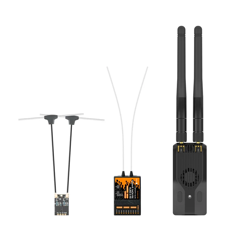 Détail des antennes et du module ELRS Gemini double fréquence 1W pour drone FPV longue portée