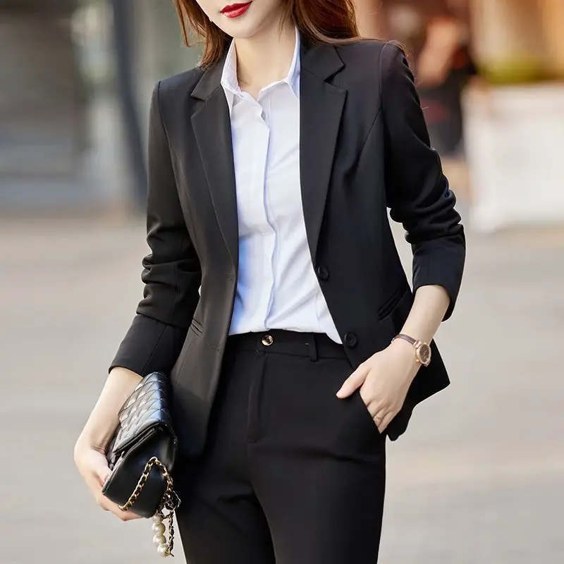 Two Pieces Sets Pants for Woman Shirt Outfits Blouse and Trousers Suits Office Women's 2 Pant Set Wear To Work Black Blazer Xxl