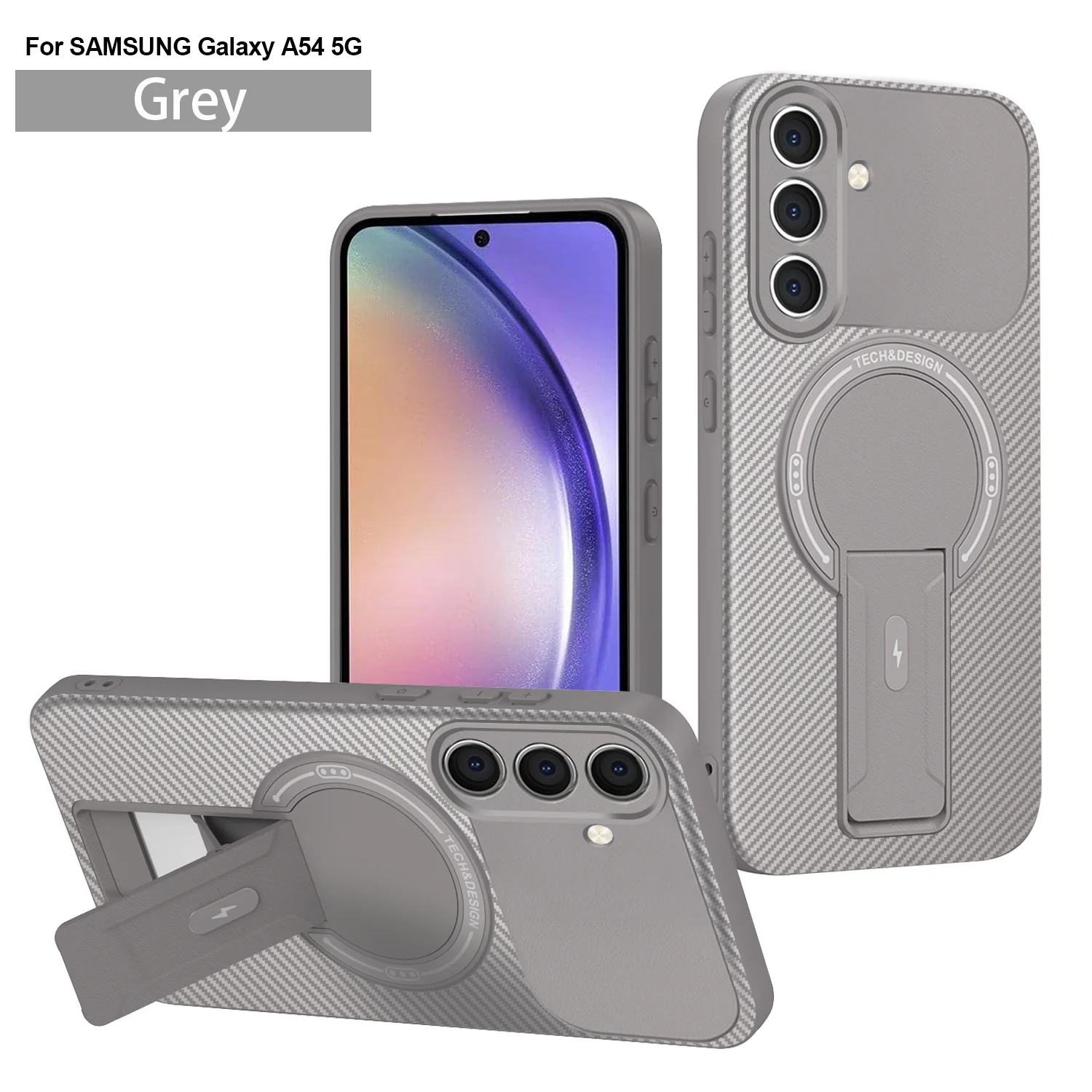 Carbon Fiber Magnetic Texture Hide Stand Phone Case