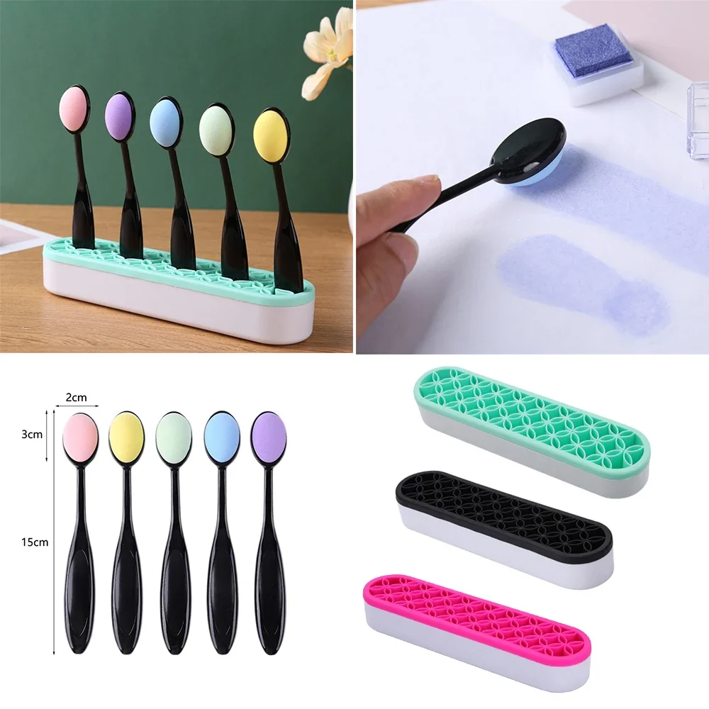 5pcs/set Colorful Smooth Blending Sponge Brushes Drawing Painting Brushes Flat Kit Blending for DIY Scrapbooking Card Ink Tools