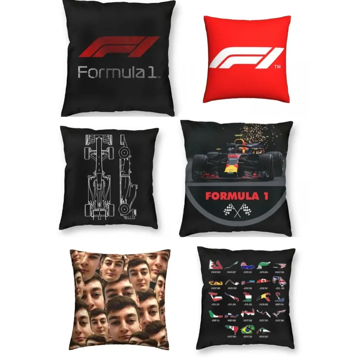 The Official F1 Calendar Race Car Superstar George Russell Pillowcase Polyester Throw Pillow cover for Home sofa Living