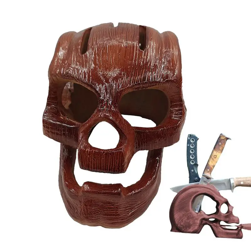 

Resin Skull Ornament Creative Resin Utensil Organizer Creepy Kitchen Storage Rack Skeleton Head Halloween Display Rack For Home