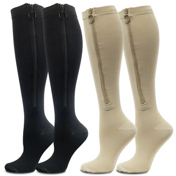 Men Women Outdoor Sports Zipper Compression Socks Relifing Pain Long Stockings 1