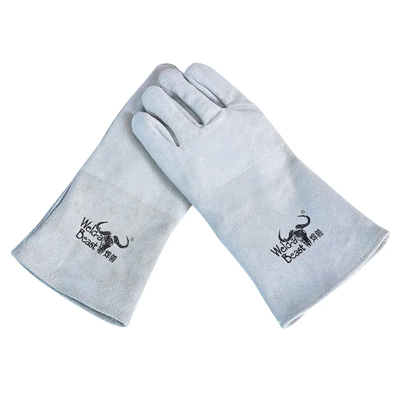 All Cowhide Electric Welding Gloves Welding Beast Double Thickness Heat Insulation Wear-resistant Lengthening Welder