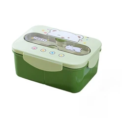 Eco - Friendly Leakproof Lunch Box with Fork - Microwavable & Portable Food Container (1200ml) - 1 (Green Lunch Box)