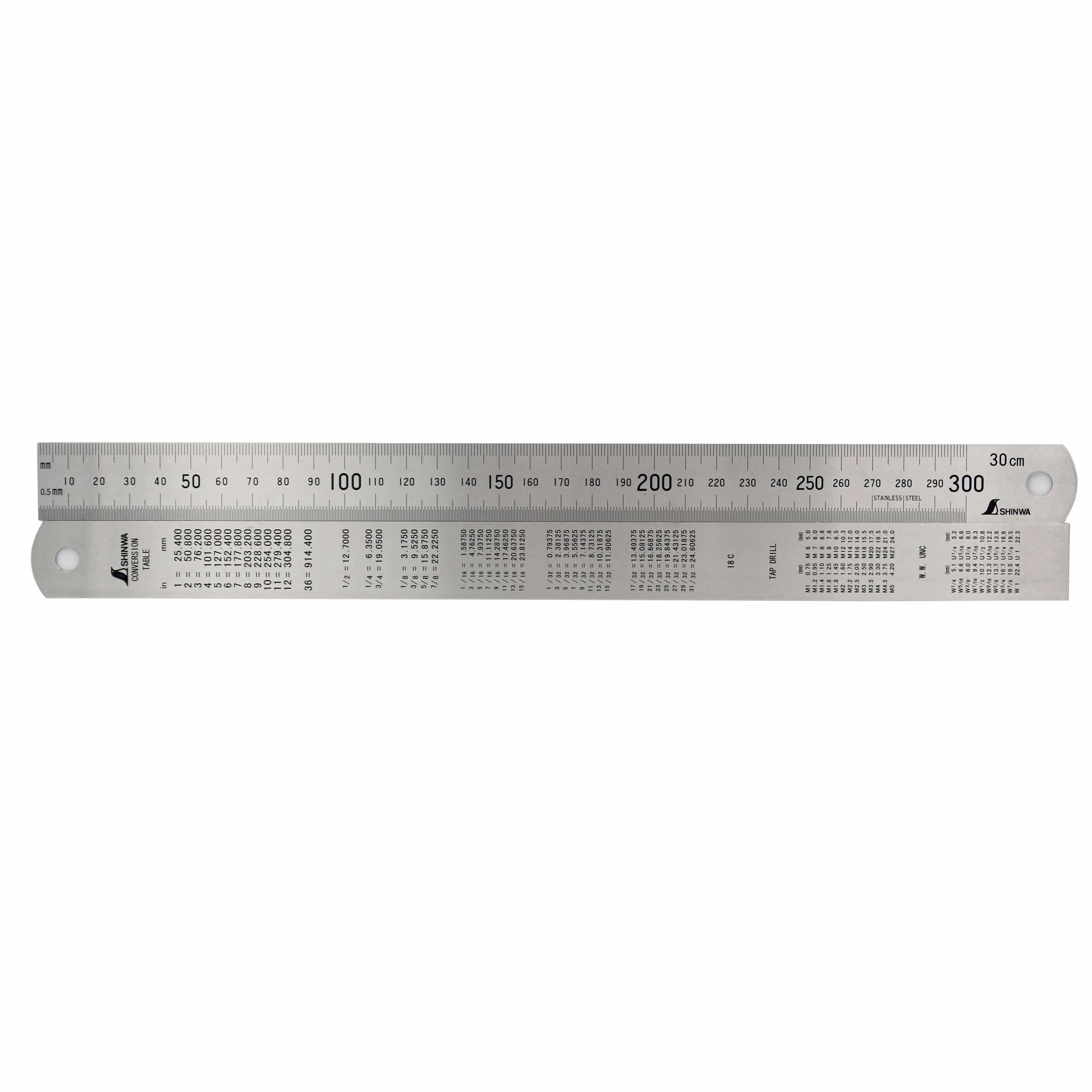 SHINWA Penguin Steel Straight Ruler Stainless Steel Ruler Thickened ...