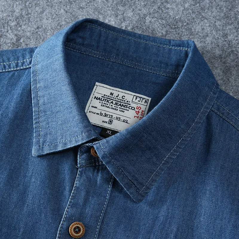 New Arrival Fashion 100% Cotton Denim Short Sleeve Men Summer Casual Thin Single Breasted Casual Shirts Plus Size XL-6XL 7XL 8XL 4