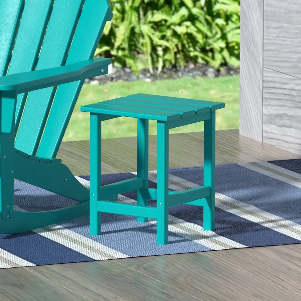 

Садовый квадратный пластиковый боковой столик Adirondack, бирюзовый