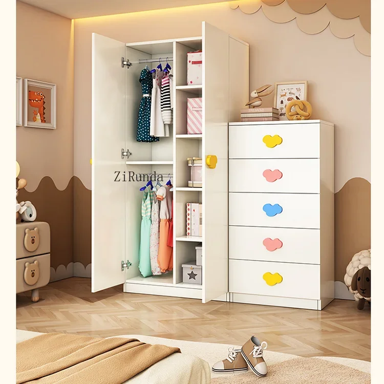 Children's wardrobe household bedroom locker boy student clothes storage cabinet solid wood