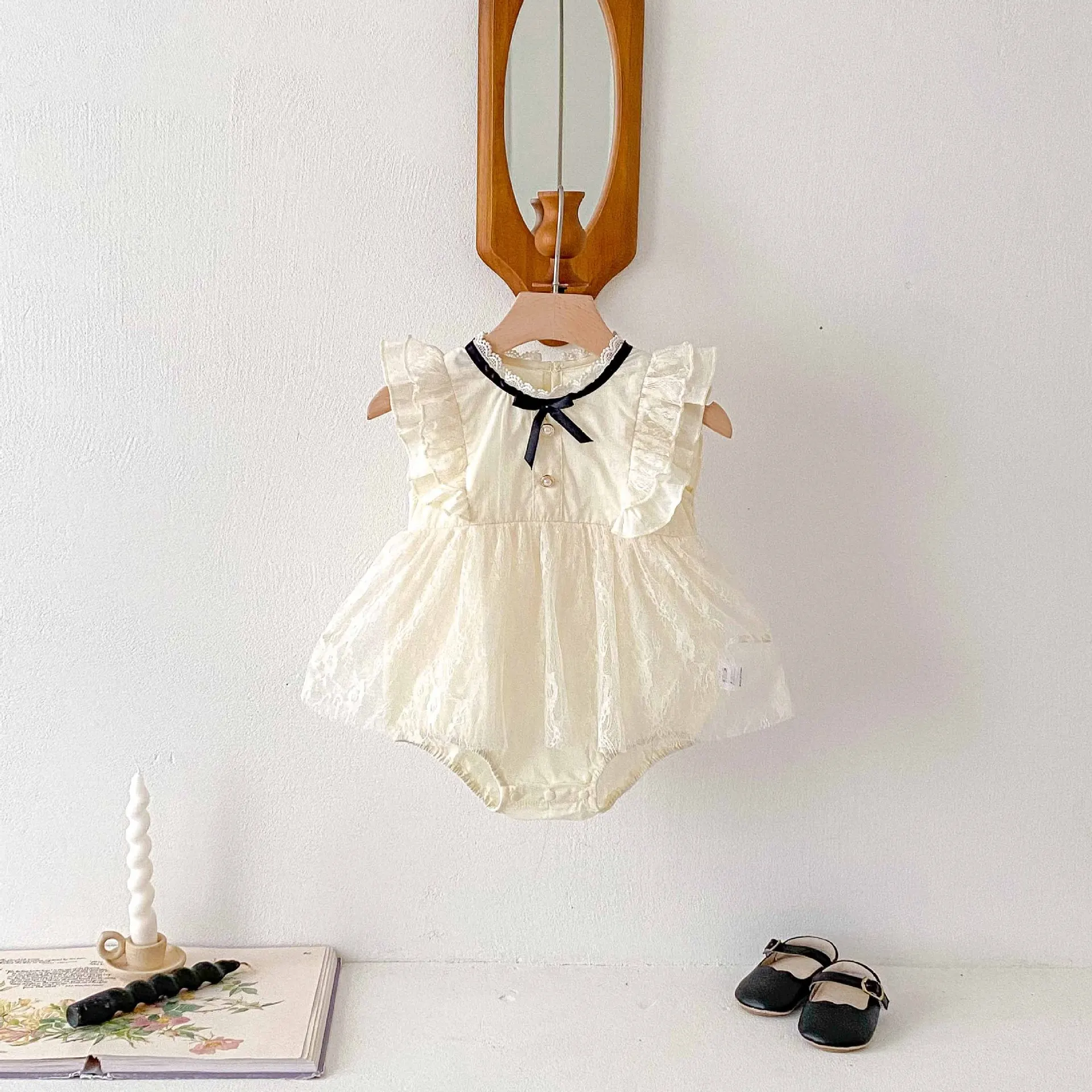 Baby Girls Summer Thin Bodysuit Jumpsuit Lace Skirt