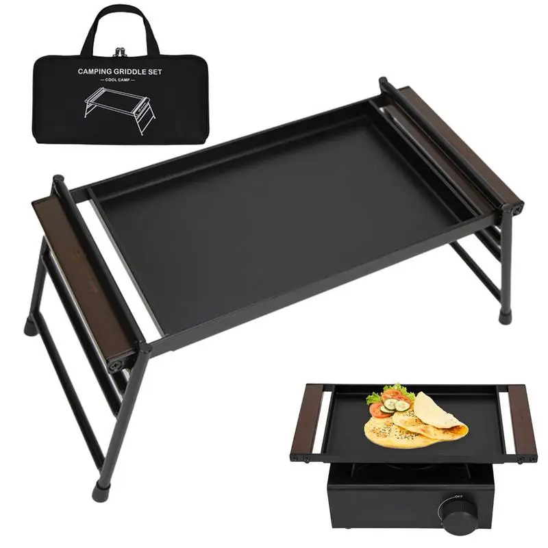 

Camping Grill Portable Foldable Plate BBQ Grill Pan Anti-Scald BBQ Cast Iron Grill Pan Griddle Grill Pan Without Lid Outdoor