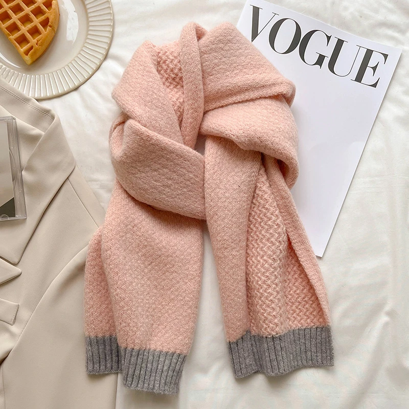 Bufanda de lana cálida para pañuelo de punto a la moda, estolas suaves, Fular, chal, chal, invierno, 2022| | -