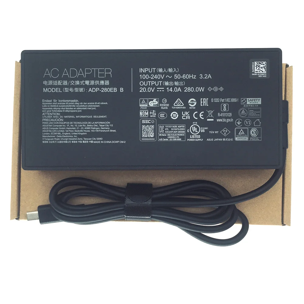 280W 노트북 충전기 ASUS ROG Strix G18 G814 G17 G713 G16 G614 G15 G513 AC 어댑터 20V 14A 전원 공급 코드