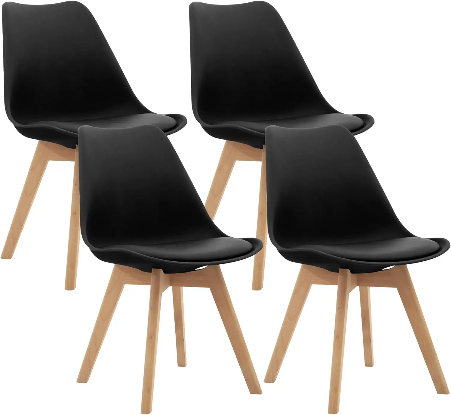 

Mid Century Modern DSW Side Wood Legs for Kitchen, Living Room, Set of 4, Black/Grey/White Dining Chairs, Pack of 1/2/4