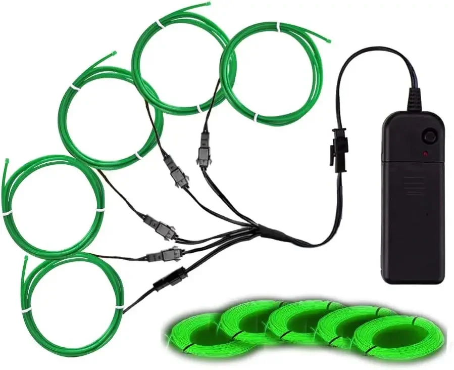 EL Wire set, 3 Light Modes Neon Light Portable Battery Powered Electroluminescent Wire