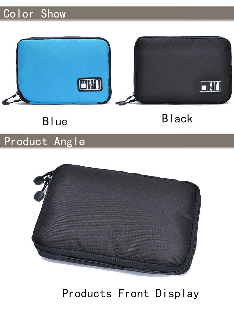 Waterproof Nylon Storage Bag Outdoor Travel Bag USB Data Cable Storage Case Camping Hiking Organizer Bag Electronic Accessories