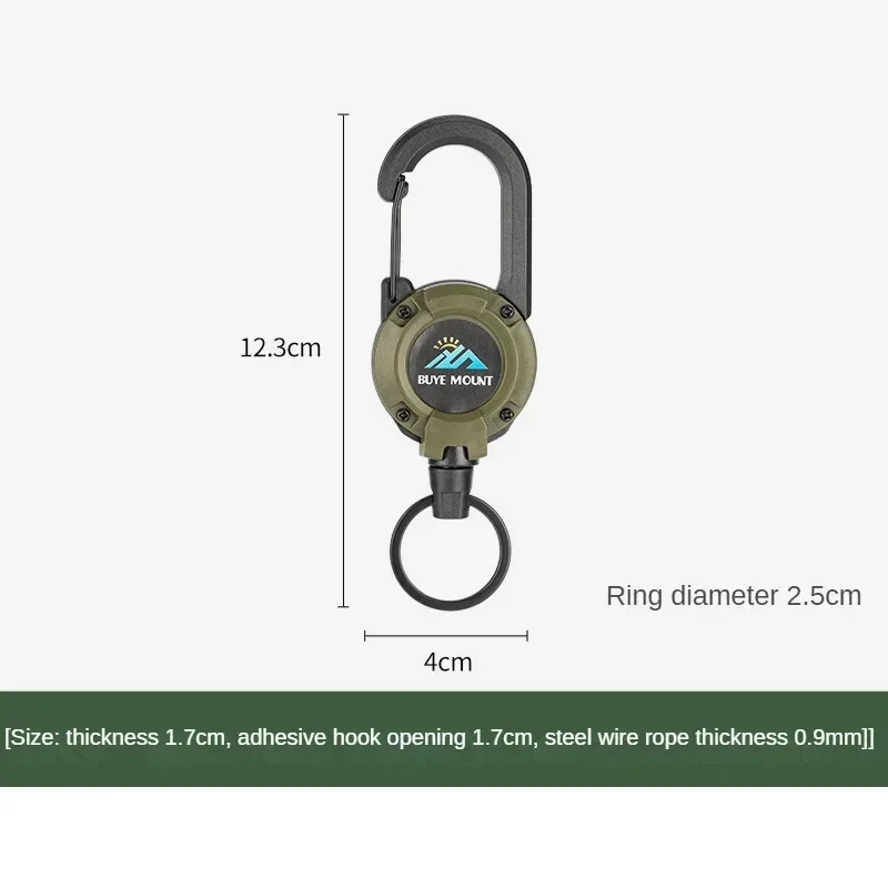 Key Holder 1pcs Heavy Duty Retractable Pull Badges ID Reel Carabiner Steel Wire Rope Buckle Outdoor Keychain