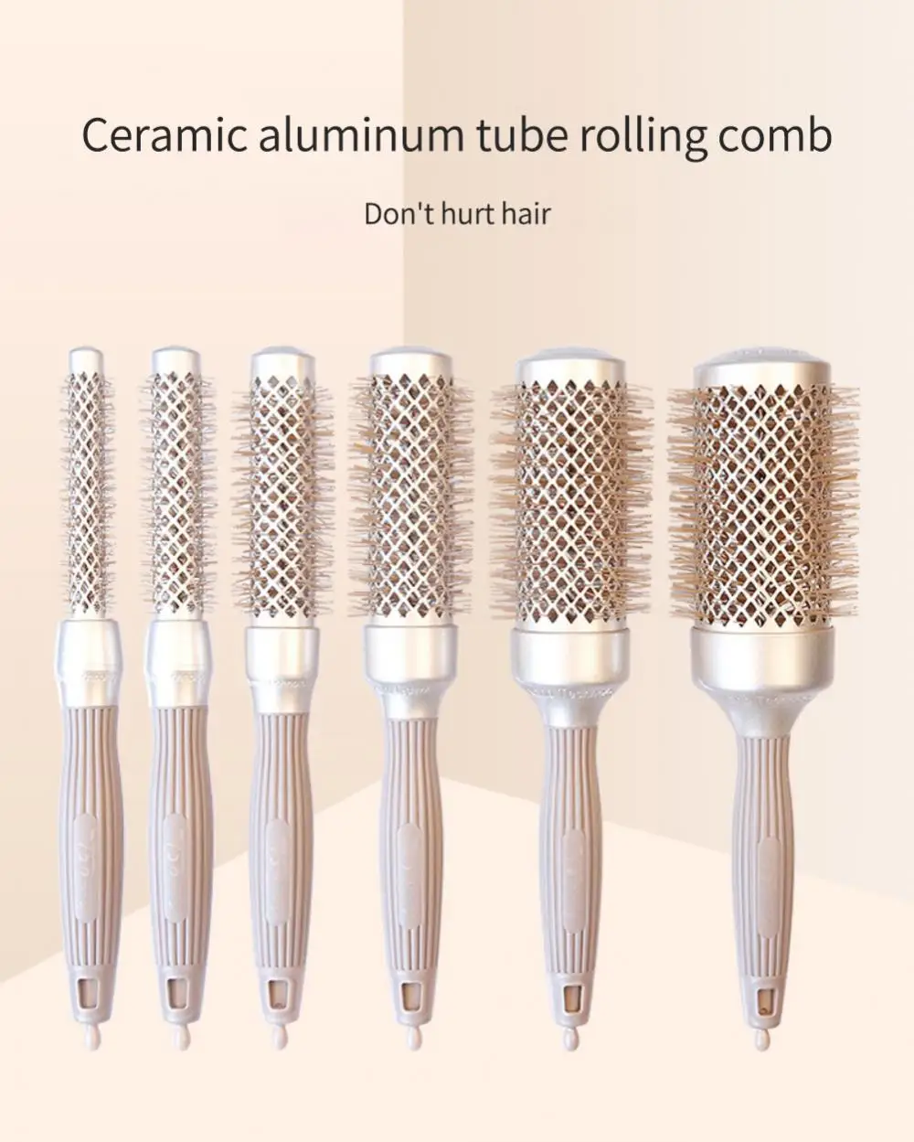 Description Picture 6 of itemProfessional Salon Styling Tools Round Hair Comb Hairdressing Curling Hair Brushes Comb Ceramic Iron Barrel Comb For Women