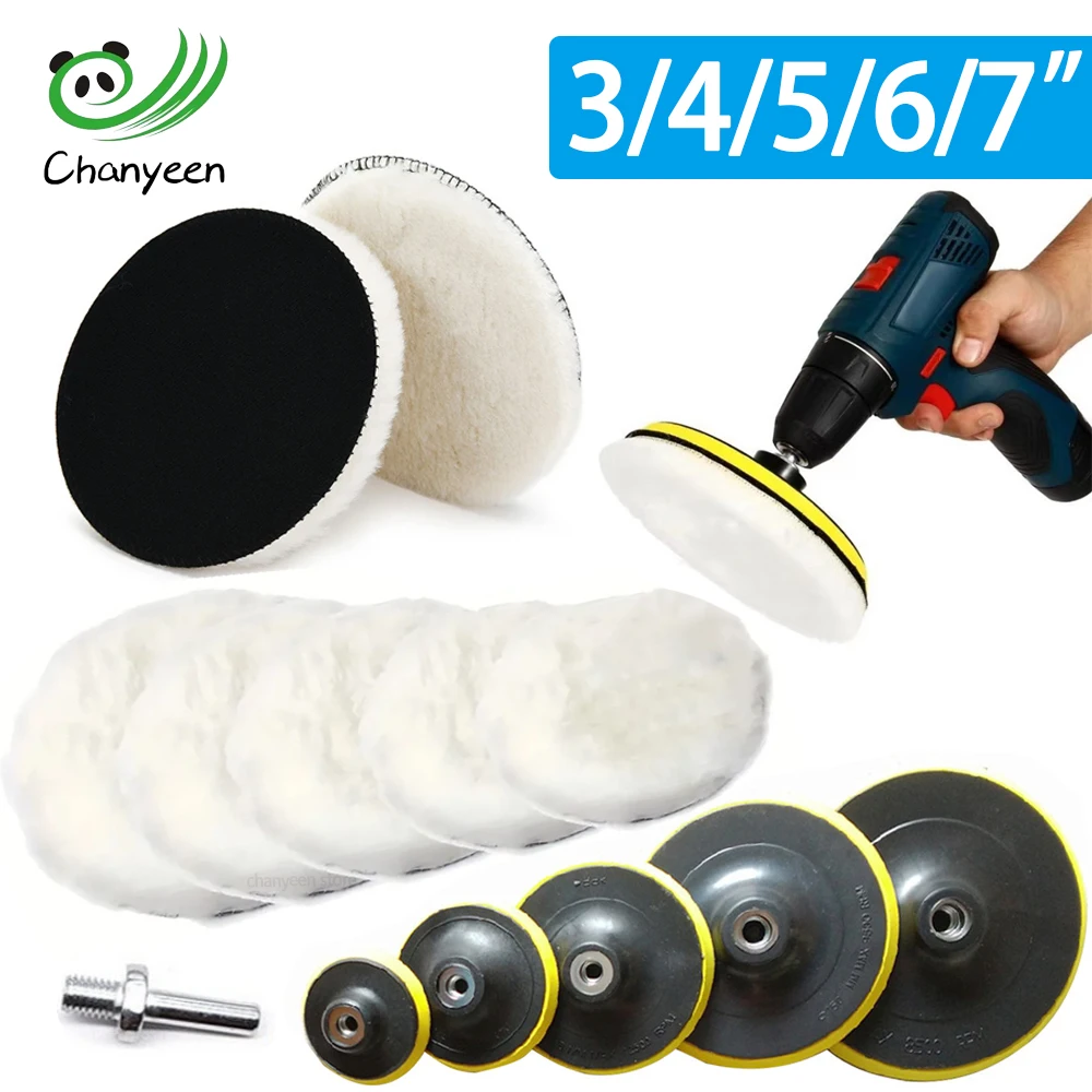 2-12Pcs M14 Wool Felt Polishing Pad Set 3/4/5/6/7Inch for Car Paint Glass Stainless Steel Repair