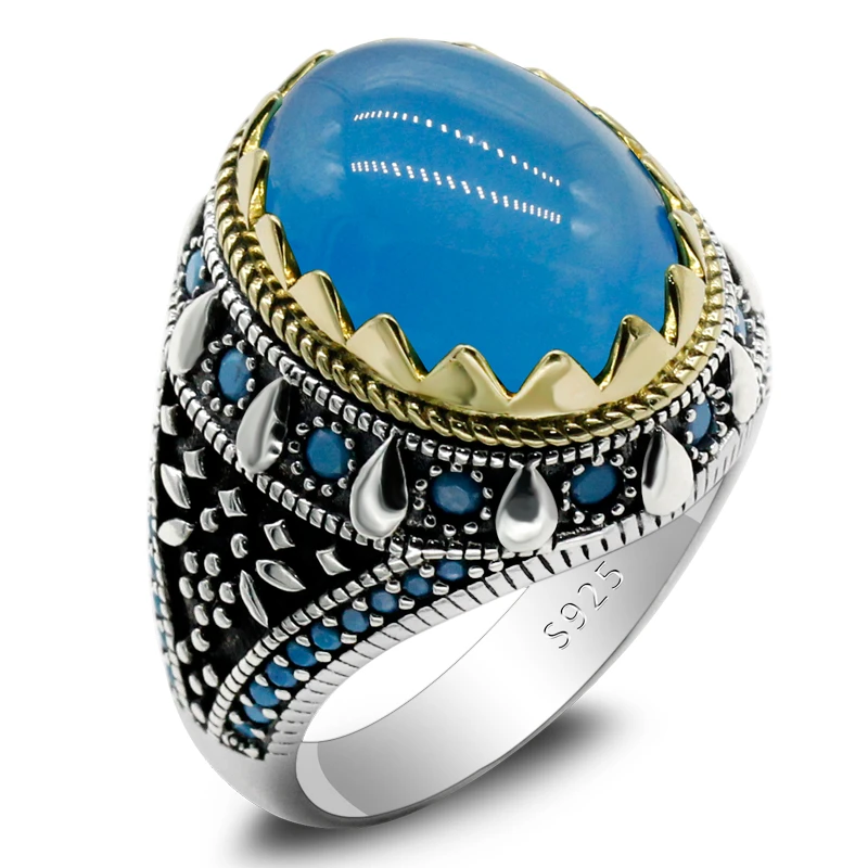Anello Fine In Turchese Blu In Argento Sterling 925 Solido - Foto 11