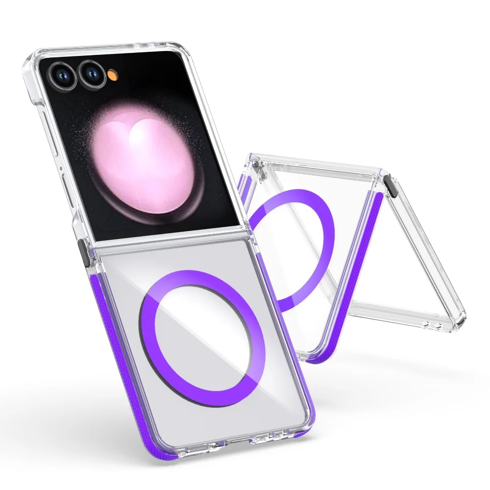 Luxury Transparent PC Case with MagSafe Wireless Charging and Hinge Protection - Shockproof Design