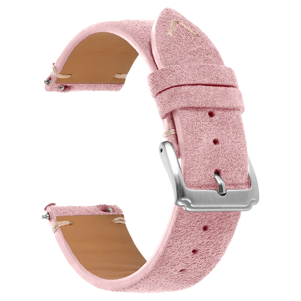 Vintage Brown Suede Wristband Watch Strap - Soft Calfskin Bracelet